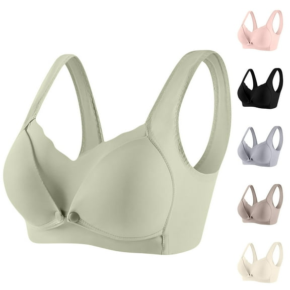 Abtuhar Maternity Solid Daily Seamless Nursing Bras with Support,Blue,L