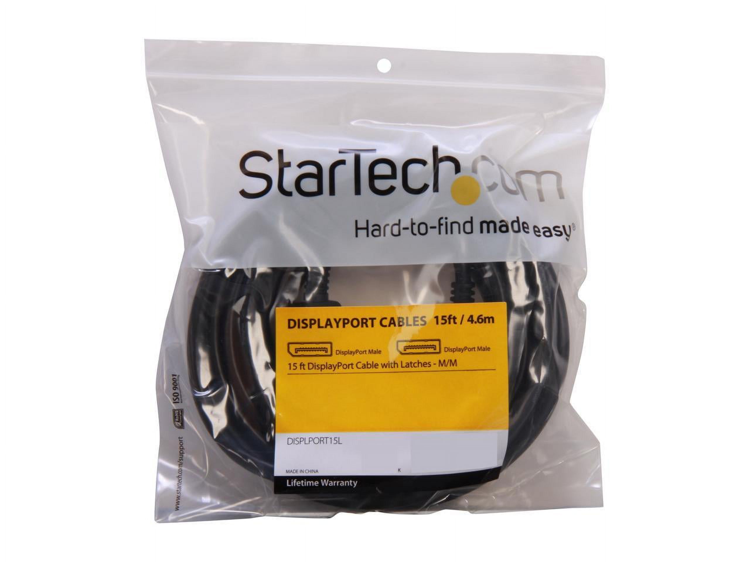 StarTech.com DISPLPORT15L DisplayPort Cable - 15 ft. - with Latches - 4K DisplayPort to DisplayPort Cable - DP Cable - DisplayPort 1.2 Cable - image 3 of 3
