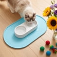 thumbnail image 2 of Oval Pet Feeding Mat, Waterproof Raised Edge Bowl Placemat, Non Slip Spill Proof Food and Water Tray for Dogs and Cats, Washable Floor Protector, 2 of 6
