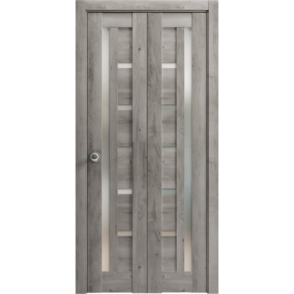Sliding Closet Bi-fold Doors | Quadro 4088 Nebraska Grey with Frosted Glass