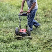 Earthquake 60V Walk Behind String Mower, Includes Two 4Ah Batteries, 22” Cutting Diameter, Three Cutting Speed Dial, 14” Never-Go-Flat Wheels, Easy Assembly, Adjustable Handlebar, 44965