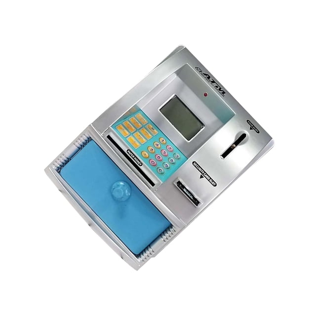 ziyahi Kids Piggy Bank Electronic Money Box Fun Toy With Balance Inquiry And Goal Setting Features silver blue 13x13.5x17cm