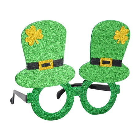 

cuitcosohg Party Decoration Green Hat St. Patricks s Day Hat Props Shamrocks Glasses Personalized Weird Decorations Event Party Gold-2 Plastic