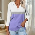 thumbnail image 3 of fatyb 3/4 Length Sleeve Womens V Neck Tops with Collar Casual Loose Tunic Shirts Dressy Blouses for Women, 3 of 7