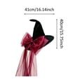 thumbnail image 3 of Zijinkuiwen Womens Witch Hat with Large Organza Bow Long Flowing Tulle Ribbon for Halloween Cosplay Fancy Dress Costume Accessory, 3 of 3