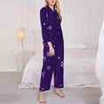 thumbnail image 3 of Picia Crystal Purple Snowflake Pattern Women’s Long-Sleeve Sleepwear Set - Soft 2-Piece Loungewear with Pockets, Comfy PJs for Relaxing Nights-Large, 3 of 7