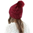 thumbnail image 4 of ICHUANYI Women's Winter Hat Solid Fuzzy Lined Chunky Beanie with Pom Ball, 4 of 5
