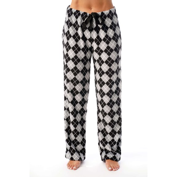 Just Love Women's Plush Pajama Pants 6339-10351-RED-M (Black - Argyle, X-Large)