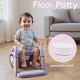 thumbnail image 3 of Soluxeo 3-In-1 Potty Training Seat, Adjustable and Foldable Step Stool with Safety Harnes, Upgrade Toddler Toilet Seat for Kids Boys Girls, Purple, 3 of 9