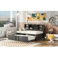 thumbnail image 4 of Black Twin Daybed with Trundle, Storage Shelves, USB Ports. Metal Frame for Living Room or Bedroom. No Box Spring Needed. Heavy Duty Metal Slat Support., 4 of 5