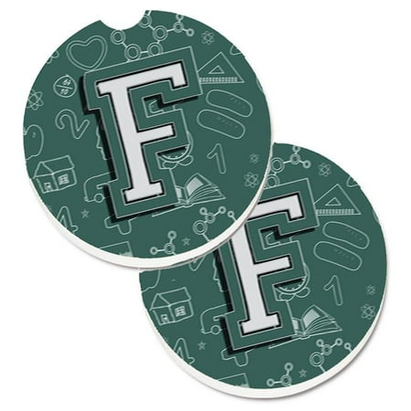 

Letter F Back to School Initial Set of 2 Cup Holder Car Coaster