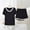 Black, variant on Womens Comfy Pajamas Sets Lace Short Set V Neck Short Sleeve Tops and Comfy Wide Leg Shorts Trendy 2 Piece Sleepwear