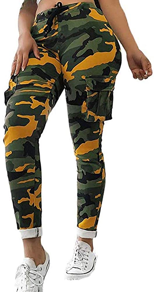 Women Camo Cargo Trousers Casual Pant 