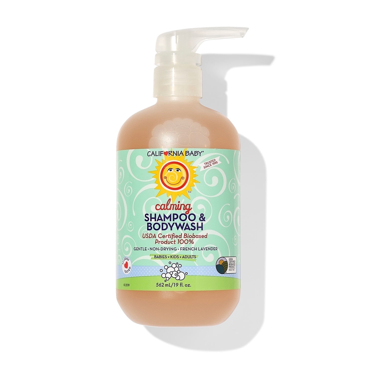 California Baby Calming Baby Shampoo + Baby Wash | 100% Plant-Based | Lavender Body Wash For Sensitive Skin | Hypoallergenic | 562 mL / 19 oz.
