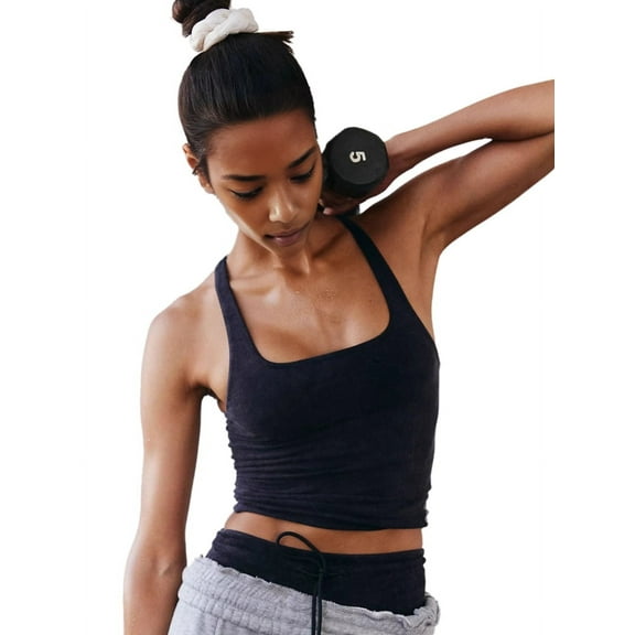 Workout Tank Tops for Women Square Neck Sleeveless Camisole Tops Seamless Racerback Gym Athletic Yoga Shirts Black L