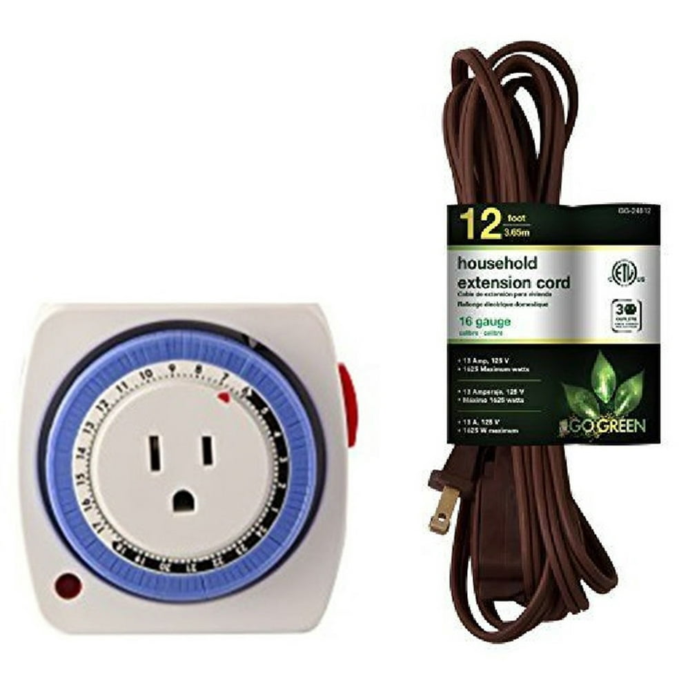 GoGreen Power Mechanical 24 Hour Timer with 12" Extension Cord