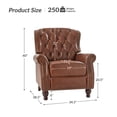thumbnail image 5 of Traditional Genuine Leather Push Back Wingback Recliner Chair Tufted with Nailhead Trims and Solid Wood Legs for Living Room Brown, 5 of 8