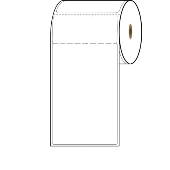 4" W x 6" H Direct Thermal Labels with 2" (IR) Document Tab (Total Size 4" W x 8" H), 185/roll, 12 Rolls/case, 1" core, with Perforations - for UPS Shipping Labels