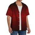 thumbnail image 4 of Naloa Red Geometric Men's Loose Fit Cuban Collar Short-Sleeve Shirt with Button-down and Chest Pocket for Everyday Wear Outings - Small, 4 of 7
