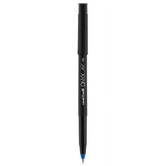 ONYX Roller Ball Pen, Stick, Fine 0.7 mm, Blue Ink, Black Matte Barrel, 72/Pack