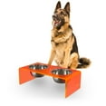 thumbnail image 3 of THE LICKER STORE Keaton 7.5" Medium/Large Modern Acrylic Rectangular Elevated Pet Feeder with 54oz 2-Stainless Steel Bowls, Pink/Chrome, DBL2001E, 3 of 7