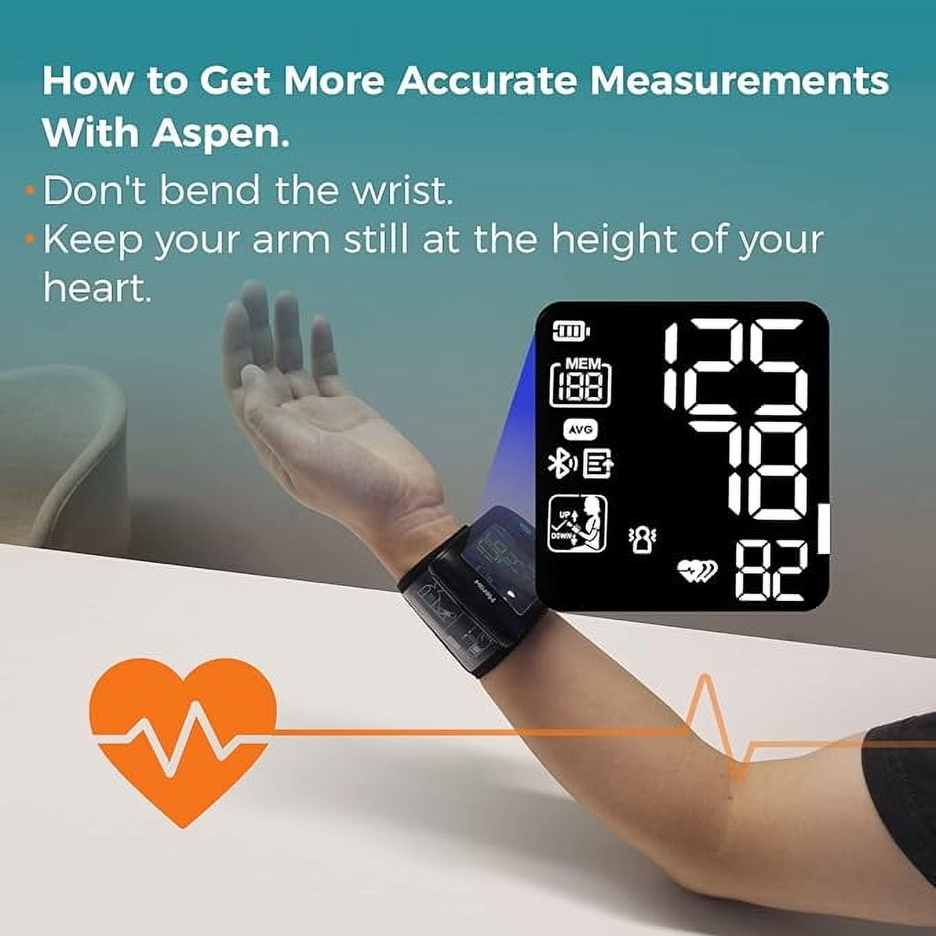 Meraw Aspen Wrist Blood Pressure Monitor,Home Use 5.3-8.5" APP Automatic Bluetooth