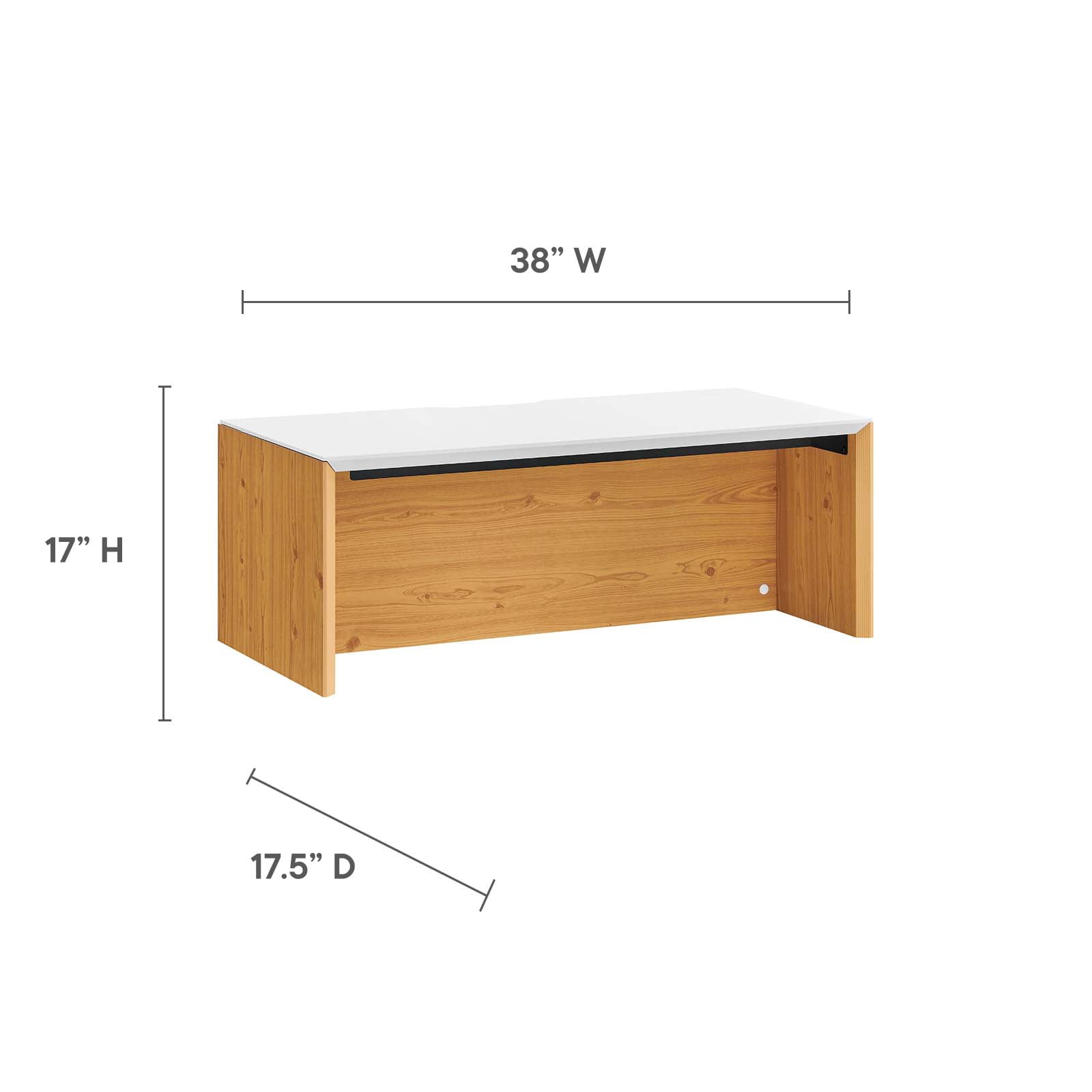 Kinetic 38" Wall-Mount Office Desk With Cabinet and Shelf in White Natural