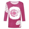 thumbnail image 4 of Honeeladyy Breast Cancer Shirts for Women Breast Cancer Awareness Round Neck 7/4 Sleeve Shirt Pink Ribbon Tee Tops #Mn-Pink-L, 4 of 4