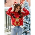 thumbnail image 5 of Women'S Christmas Sweater Fall Winter Xmas Top Long Sleeve Round Neck Knitted Sweater Chunky Casual Pullover Top Red L, 5 of 7