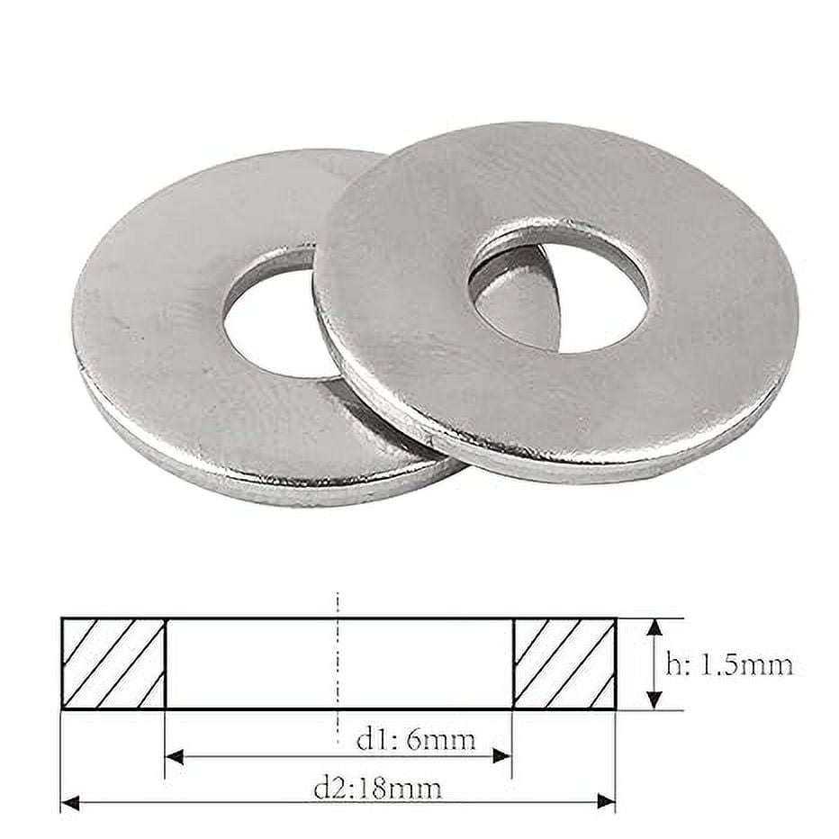 FASTENER TREE M6 Flat Washer 304 Stainless Steel SAE Washer for Screws Bolts 50PCS