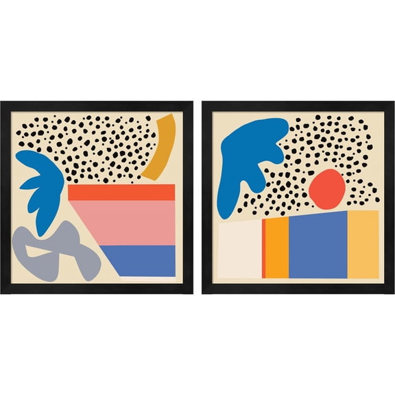 Great Art Now The 90's by Melissa Wang, 2 Piece Framed Art Set Each 13.25"W x 13.25"H