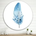 thumbnail image 2 of Designart 'Abstract Blue Boho Feathers' Bohemian & Eclectic Circle Metal Wall Art 29x29 - Disc of 29, 2 of 5