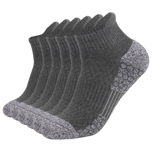 GDREDA Chaussettes de Noël pour Femmes 6 Pack Chaussettes Épaisses à Fond Serviette pour Randonnée Absorbant la Sueur Mi-Tube Chaussettes de Sport Course Gris Foncé,m