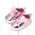 thumbnail image 2 of kamemir Baby Girl Crib Shoes, Shiny Metallic High Top Sneakers(Red,5), 2 of 6
