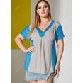 thumbnail image 2 of Talla grande tallado escote colorblock tee Rosegal Camisetas tallas grandes, 2 of 5