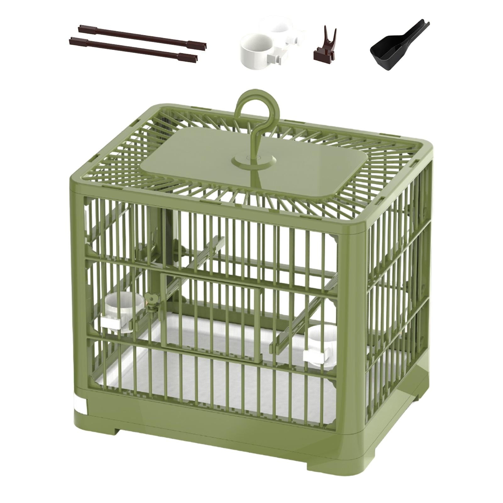 Gazechimp Bird Cage, Portable Birdcage with Standing Pole, Pets Accessories ,Folding Parrot Nest Parrot Travel Cage for Indoor Outdoor green