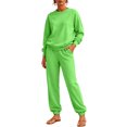 thumbnail image 2 of Stralyhd 2 Piece Set Womens Travel Vacation Long Sleeve Outfits 2026 Fall Jogger Tracksuit Fleece Sweat Workout Matching Sets Fluorescent Green S, 2 of 5
