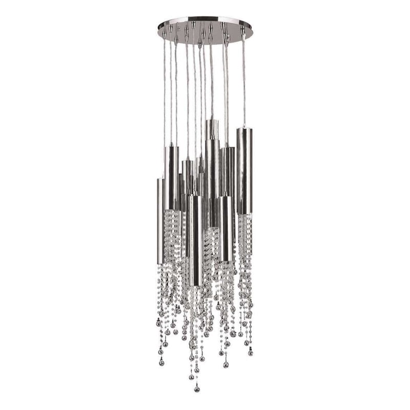 Metropolis Collection 15 Light Halogen Chrome Finish and Clear Crystal Flush Mount 16