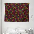thumbnail image 1 of Fruits Tapestry, Cute Doodle Apples Cherries Pears Spiral Featured Fresh Kitchen Creative Artsy Print, Wall Hanging for Bedroom Living Room Dorm Decor, 80W X 60L Inches, Multicolor, by Ambesonne, 1 of 2