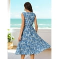 thumbnail image 5 of DARING DIVA Summer V Neck Sleeveless Flowy Midi Dress M Blue, 5 of 7