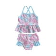 thumbnail image 1 of Kmbangi Toddler Girls Swimsuits 2Pcs, Summer Ruffle Bikini Set Beachwear Bathing Suits, 1 of 9