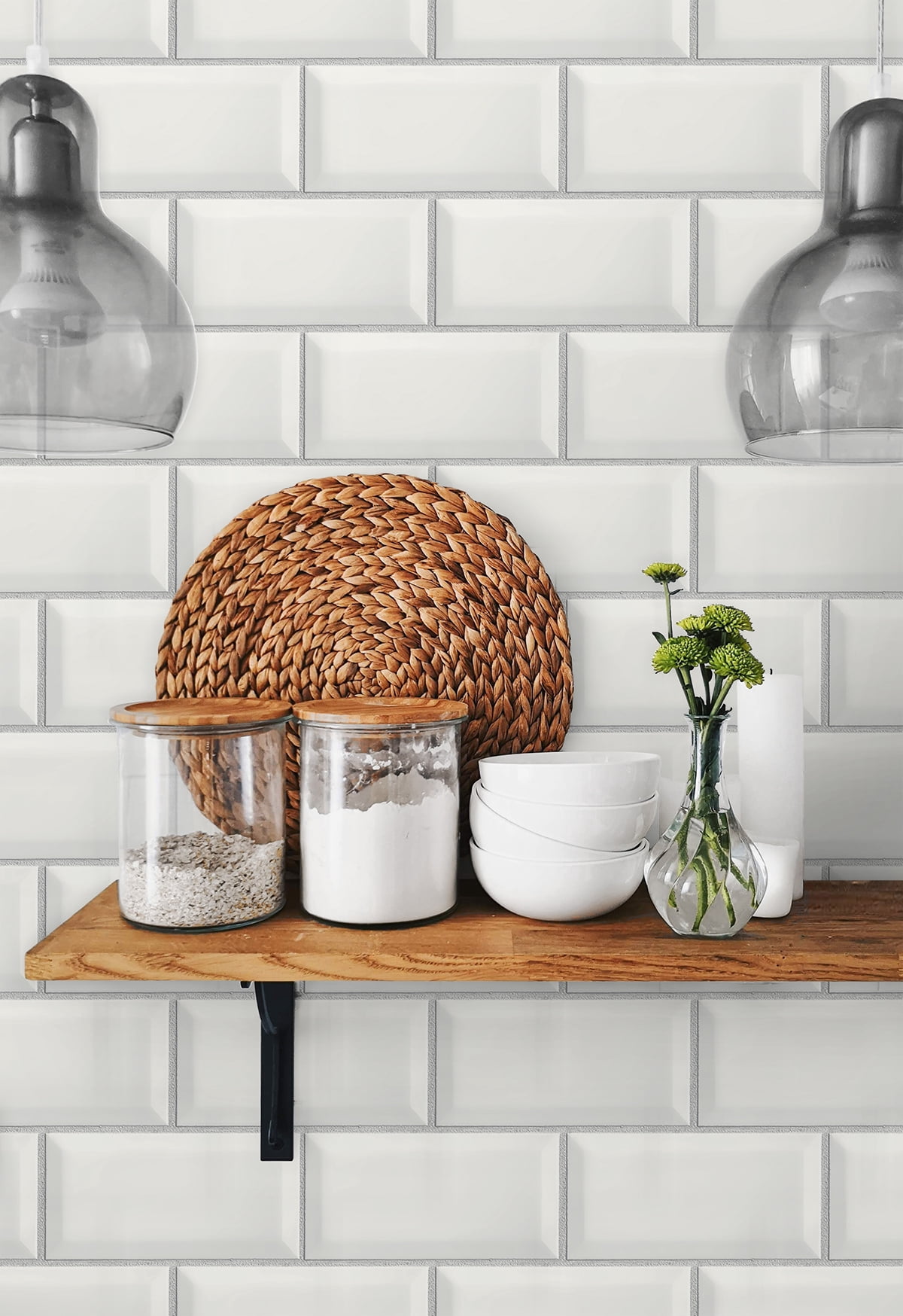 NextWall  Large Subway Tile Peel and Stick Wallpaper - 20.5 in. W x 18 ft. L