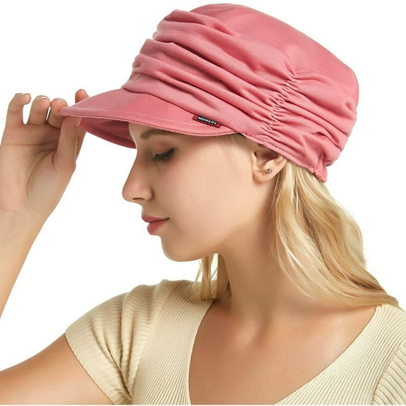 AKEGAMN Women's Soft-brimmed Pleated Sunhat Polyester Fashion Accessory, Pink One Size