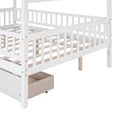 thumbnail image 6 of Full Size Montessori Bed with Two Drawers for Kids, Wood Floor Bed Frame, House Bed Frame with Fence & Roof, Solid Wood Playhouse Bed Storage Bed, for Girls Boys Teens, White, 6 of 7