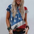 thumbnail image 1 of Lenago Hauts d'Été Grande Taille pour Femmes Mode Décontractée Blouse Ample Jour de l'Indépendance Impression Drapeau Col Rond T-Shirt Chemises Blouse Imprimée Tee Tenues du 4 Juillet pour Femmes, 1 of 9