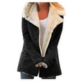 thumbnail image 1 of Fluffy Jacket Button Down Overcoat Women Solid Color Coat Windproof Outer Coat Long Sleeve Cardigan Warm Winter Overcoat, 1 of 6
