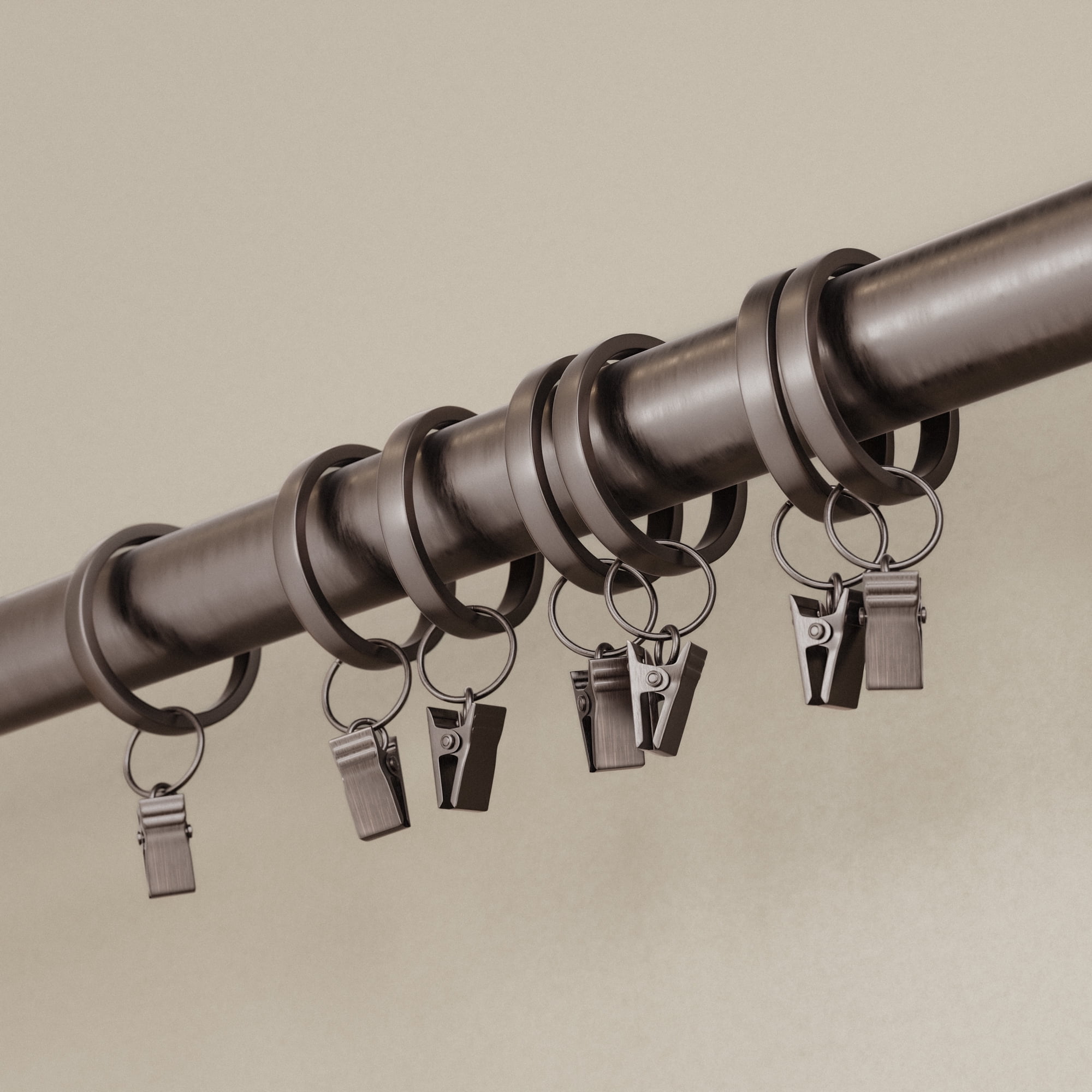 (2 pack) Better Homes & Gardens Plated Oil Rubbed Bronze Curtain Clip Rings (7 Pack)