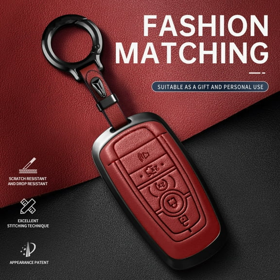 For Ford Key Fob Cover Leather Car 2017-2024 Bronco Escape Mustang Explorer F150 F250 F350 Key Case