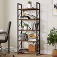 thumbnail image 4 of Dextrus 5 Tiers Ladder Bookshelf, 62 inch Classically Modern Bookshelf,Storage Rack Shelves in Living Room/Home/Office,Rustic Brown, 4 of 9
