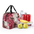 thumbnail image 4 of Yiaed Flower White Cow Print Insulated Lunch Bag Reusable Cute Tote Lunch Box, Leakproof Cooler Lunch Bags for Work Office Travel School Picnic, 4 of 5